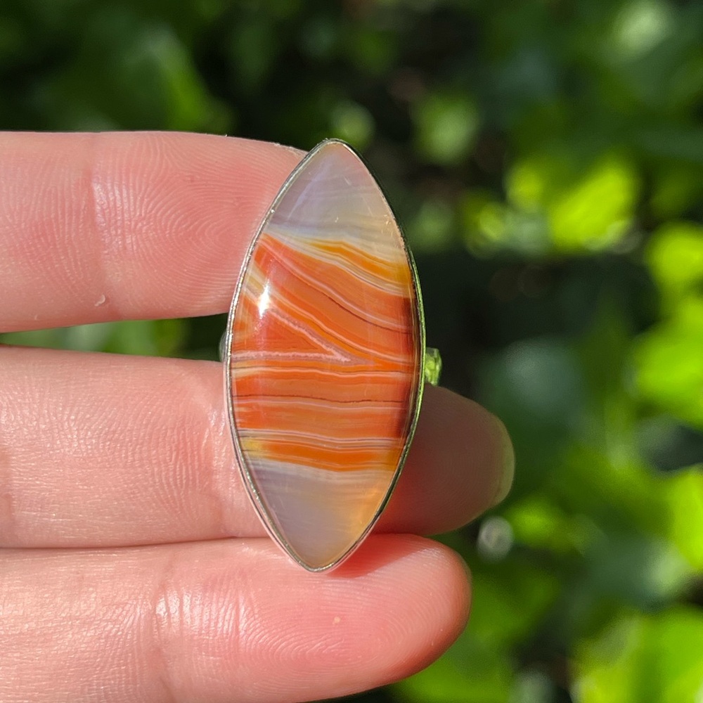 Size 8.5 925 silver plated sardonyx‎ ring